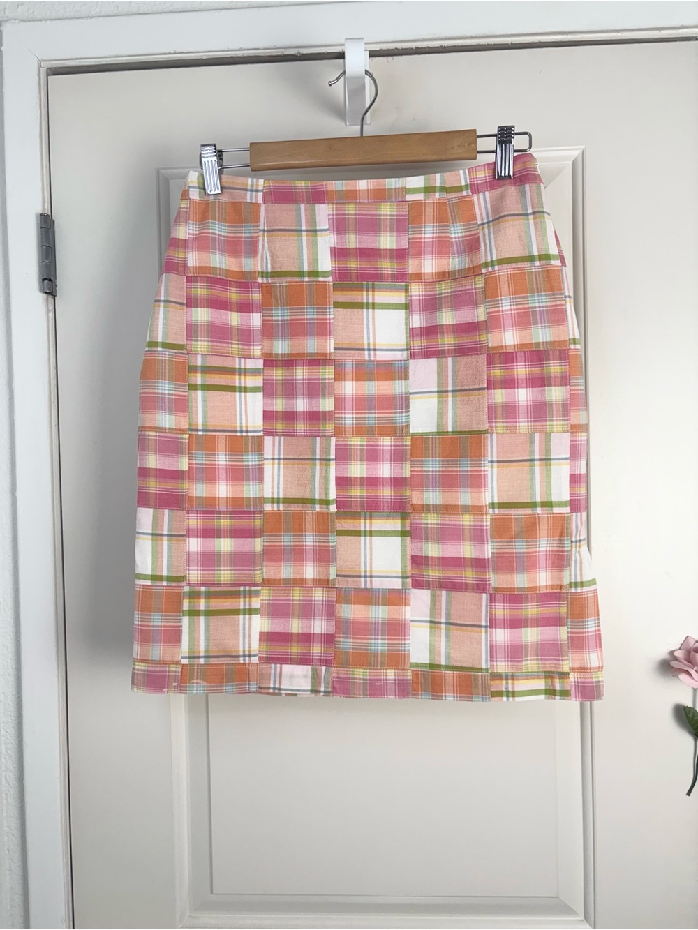 Cape Madras Pink Multicolor Patchwork Cotton Skirt Sz 4